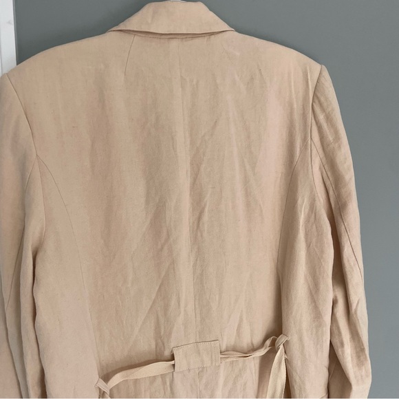 Free People "Olivia" Double Breasted Linen Blend Pebble/Sand Blazer - Picture 10 of 17